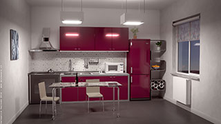 Modellazione animazione rendering 3D: cucina rossa