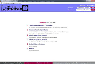 Realizzazione siti web Torino: Istituto Leonardo, area riservata, menu