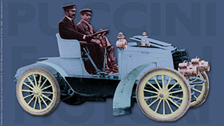 Grafica: allestimenti per mostra Puccini a Torino - auto c