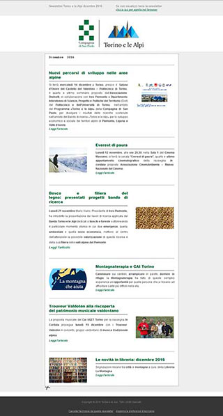 Realizzazione siti web Torino: Torinoelealpi, mail