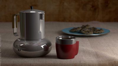 Caffettiera, tazzina e biscotti – Blender